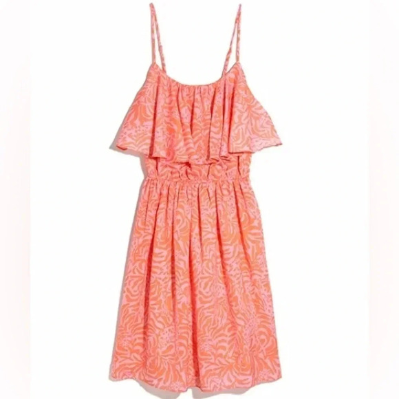 Lilly Pulitzer Target Ruffle Flounce Orange Pink Spaghetti Strap Dress Small - Picture 1 of 4